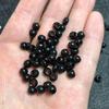 6mm Black Imitation Obsidian & Agate Glass Beads, Large Hole, Round Loose Beads for DIY Jewelry
