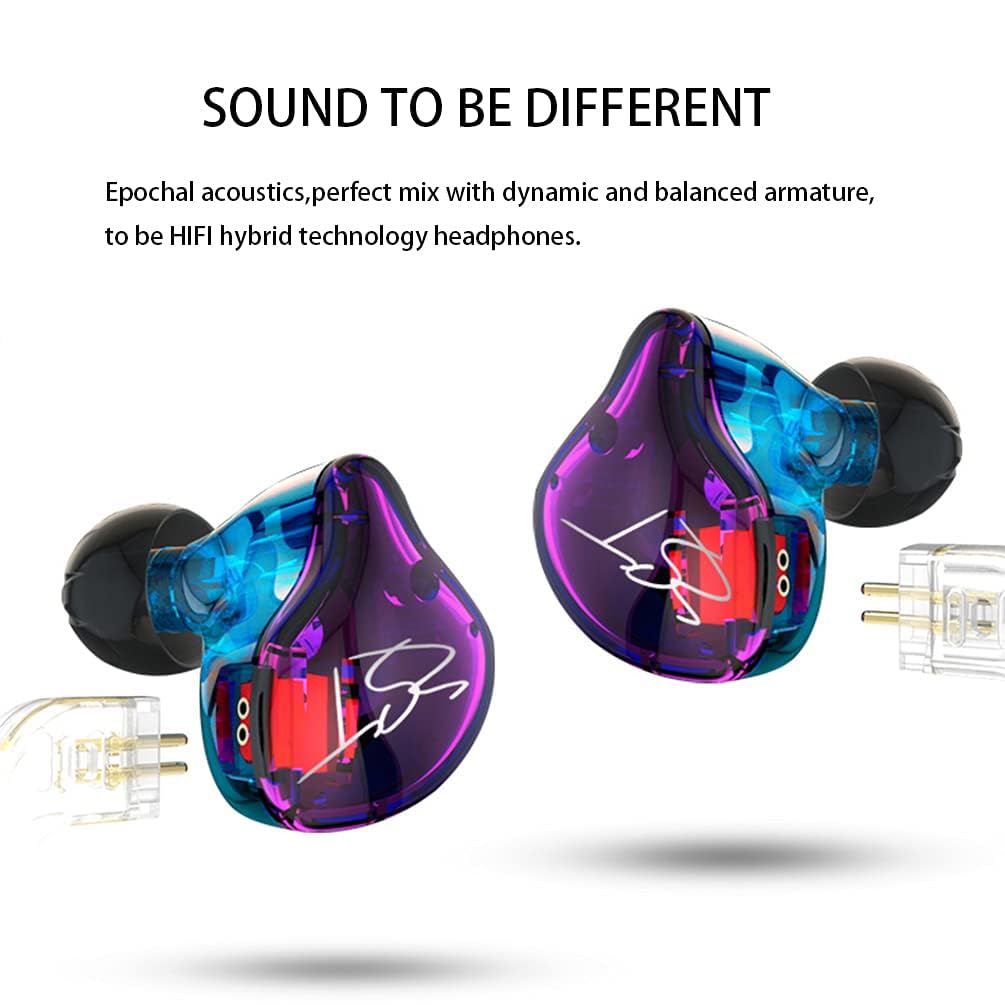 KZ ZST 1BA 1DD In-Ear Earphones, Clear Hi-Fi Monitor Earbuds, Wired Sports Gaming Earphones for Musicians, Singers, and Audiophiles (3.5mm, No Mic,