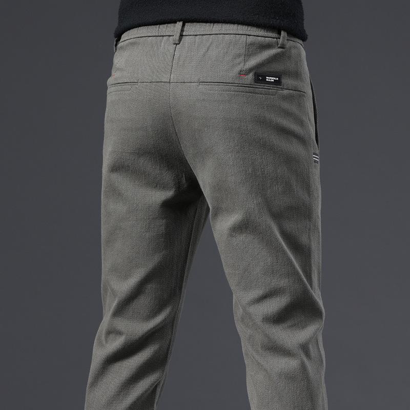 

Повседневные брюки с имитацией коровы, мужские однотонные эластичные облегающие универсальные мужские повседневные брюки, модные брендовые корейские повседневные брюки со средней талией 38