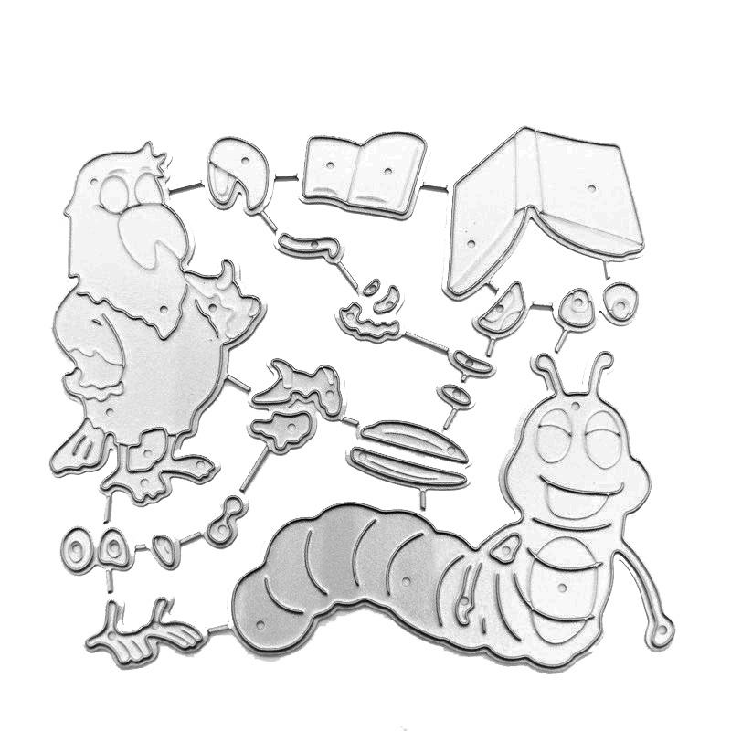 

Гусеница и петух художественные металлические штампы ремесло тиснение штампы для скрапбукинга для изготовления карт декор серебряный