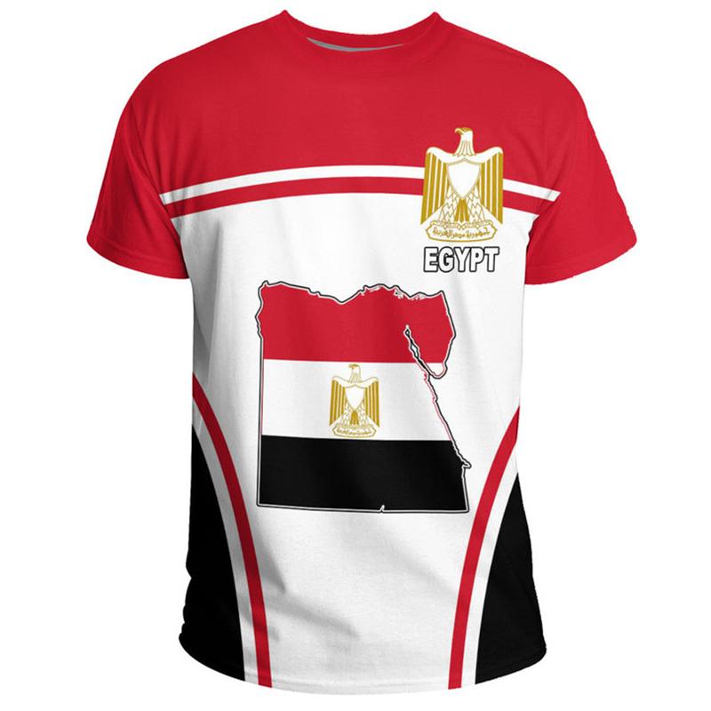 Maglietta Bandiera Egitto per Uomo Donna Stampa 3D Emblema Nazionale Egiziano Casual Larga Manica Corta Girocollo Calcio Sportiva