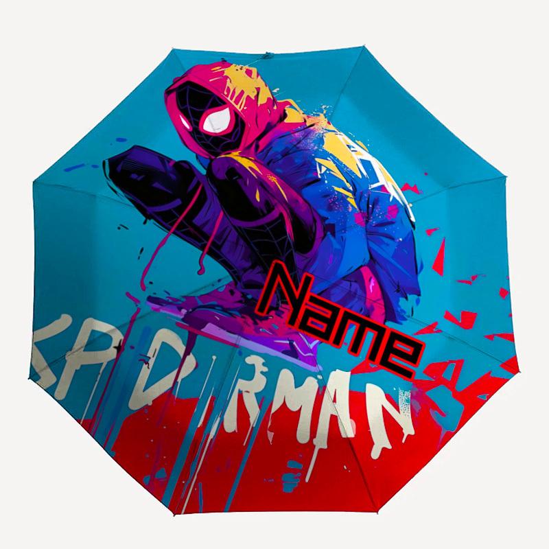 

1pc SpiderMan Custom Name Automatic Folding Umbrella, Durable Plastic & Iron, Lightweight for Outdoor Daily Use S1230036