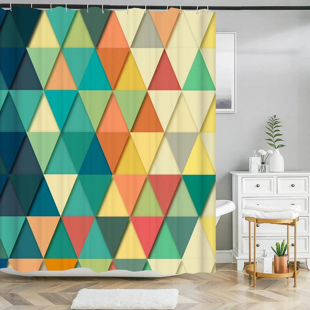 Modern Art Style Marble Geometric Patterns Shower Curtain Waterproof Home Decor Polyester Fabric Bathroom Curtains