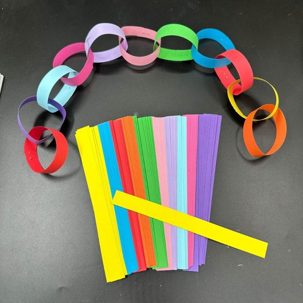 100 Stück Kreative DIY Bastelpapierketten Bunte Papierbänder Girlande Band Geburtstagsparty Dekoration