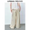 UR 2024 Summer Women's Elastic Waist Pleated Wide-Leg Pants