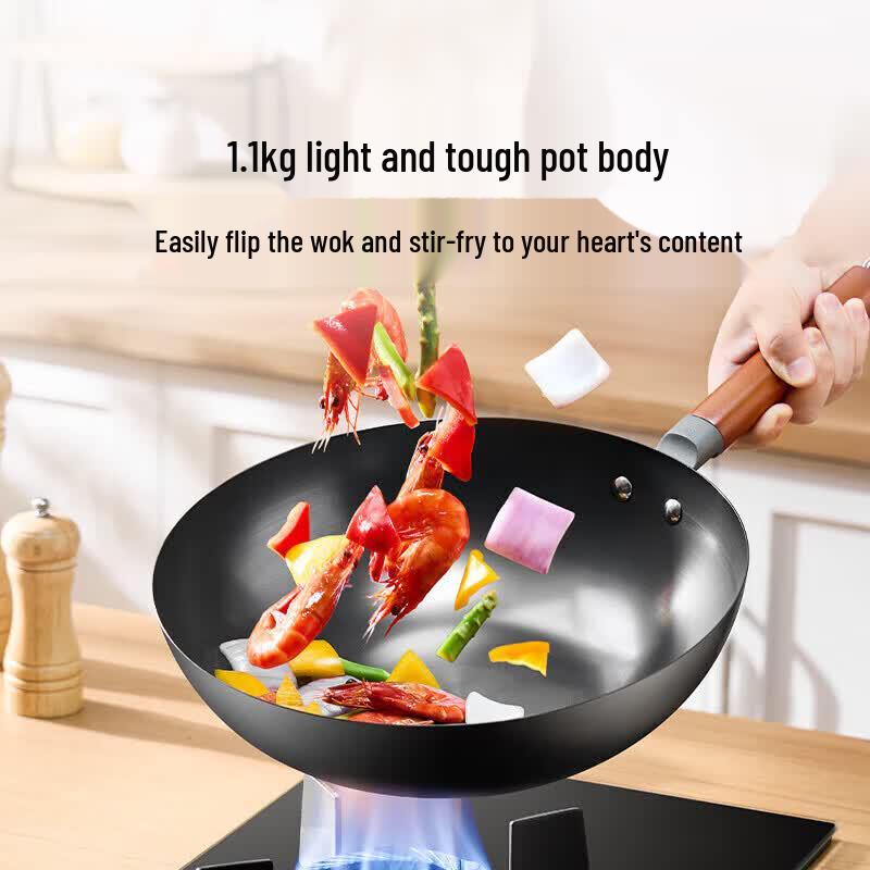 Midea Uncoated Fine Iron Wok & Frying Pan