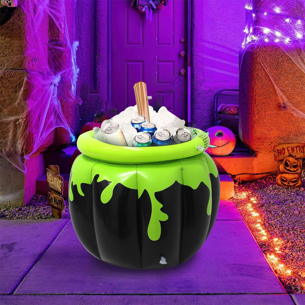 Halloween Witch Inflatable Cauldron Cooler Ice Bucket, Large Capacity Drink Holder