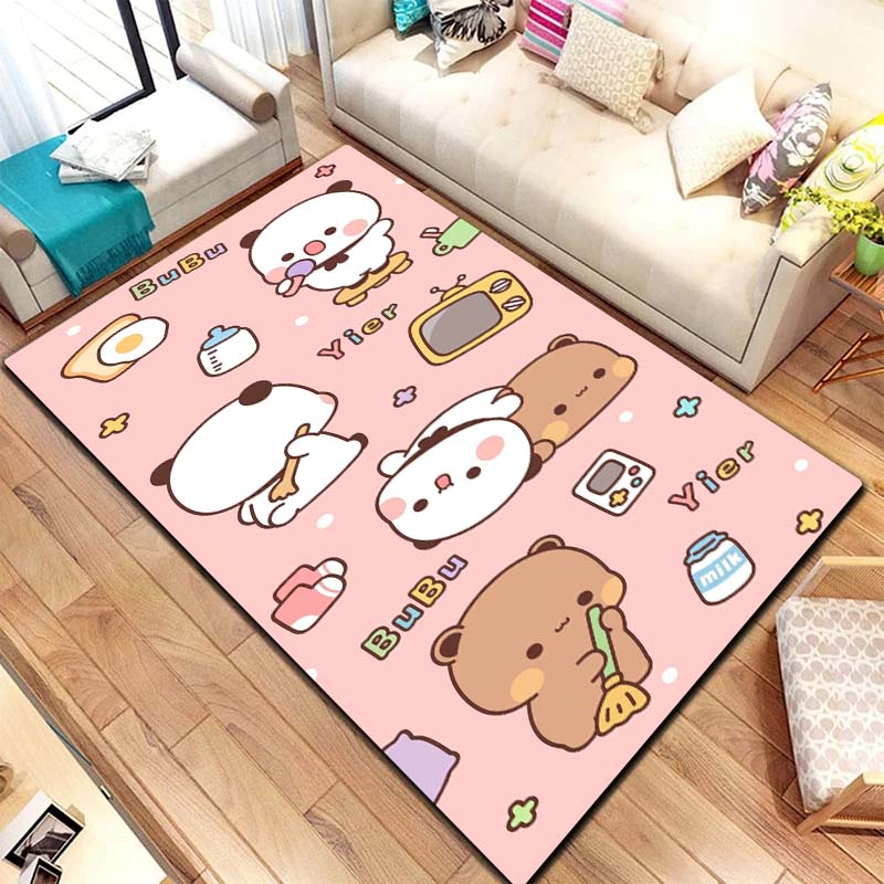 Bubu and Dudu Cartoon Area Rug Kawaii Bear Print Floor Mat Non Slip Carpet For Bedroom Living Room Kids Playroom Home Decor Gift