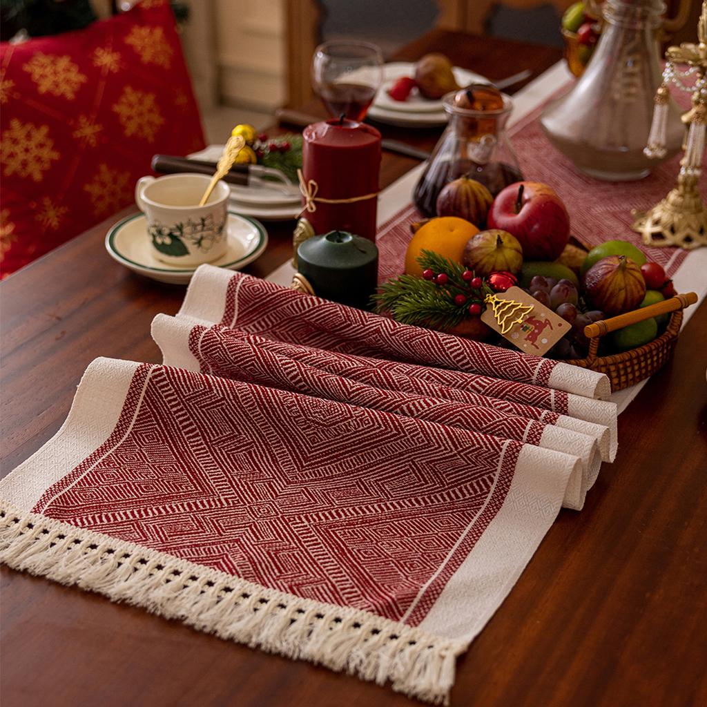 Christmas Fall Table Runner Soft Cotton Table Runner With Tassels Woven Macrame Home Living Room Table Decoration