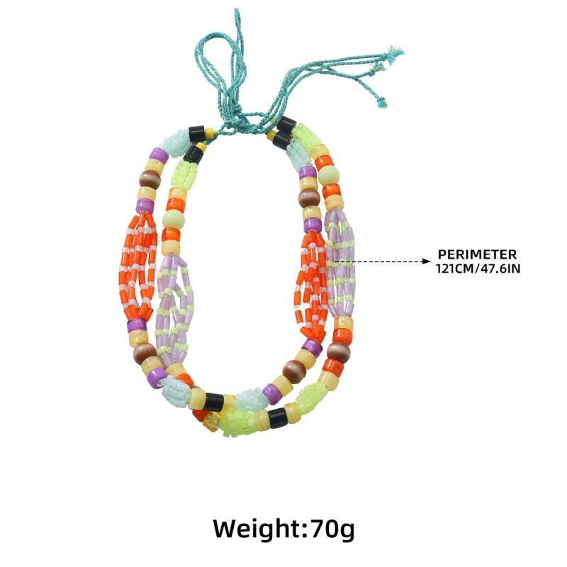 Handmade Multilayer Beach Style Necklace With Beaded Resin Charms Geometric Design Women 2025
