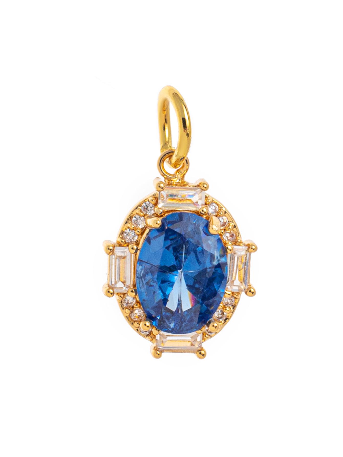 European & American December Birthstone Cross Pendant - Oval Zircon, Copper, Simple Style Jewelry Accessory