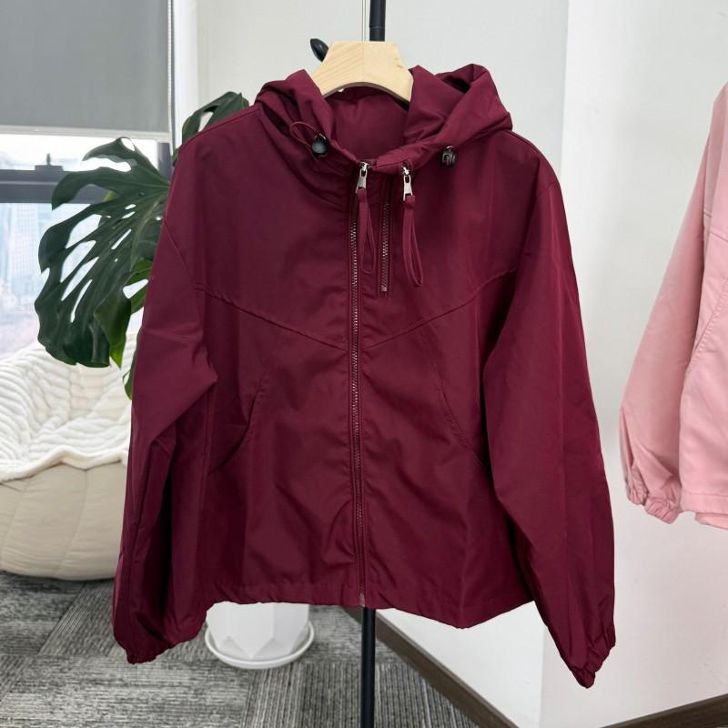 Womens Lightweight Hooded Windbreaker Jacket Fall 2026 Loose Fit Sweet Chic Outerwear Petite