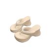 Casual heightened slope sandals summer wear new muffin thick-soled high-heeled beach toe flip-flops shoes