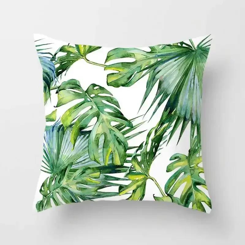 Тропические растения кактус монстера летние декоративные декоративные подушки наволочка с пальмовым листом зеленый домашний декор наволочка,(7) 30x30cm
