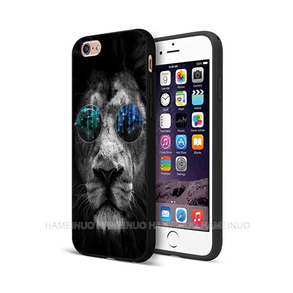 Black Tpu Case for Iphone 5 5s Se 6 6s 7 8 Plus X 10 Silicone Cover XR XS 11 12 Pro MAX Mini SE 2020 Lion Tiger Fashion Animal