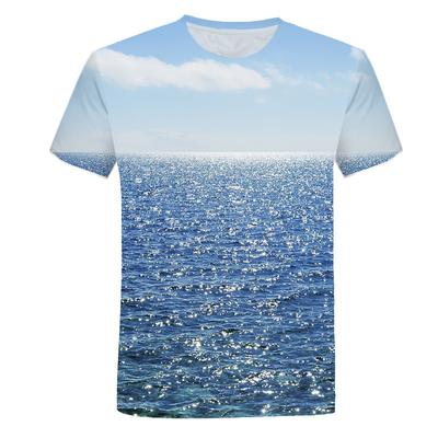 Sommerliche Meereslandschaft Grafik T-Shirts Mode Herren T-Shirts Mit Lässigem Strandstil 3D-Druck Naturlandschaft Muster T-Shirt