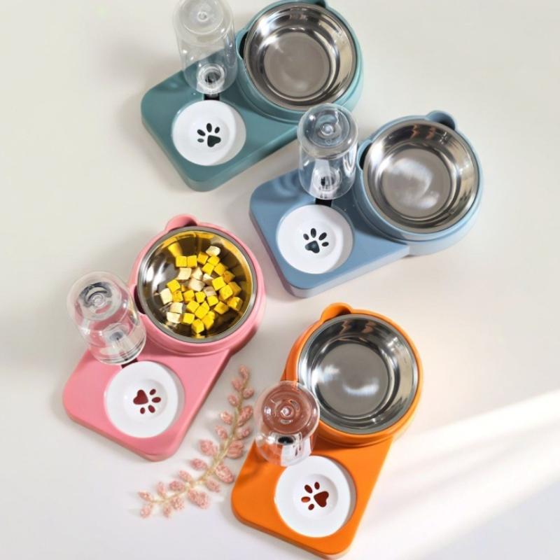 Dual Pet Feeder Bowls for Cats Dogs Non-Skid Easy Clean for Home Feeding