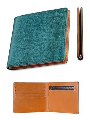 [Fabrizio] Ultra-thin Bi-fold Wallet for Men and Women, Slim Coin Purse, Easy To Use, Italian Leather, Made by Top Leather Craftsmen, Genuine Leather,