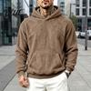 Men Thermal Sweatshirt Plush Hoodie Teddy Fleece Pullover with Kangaroo Pocket Loose Winter Cold Weather Clothing Fit Fuzzy Warm Jumper for