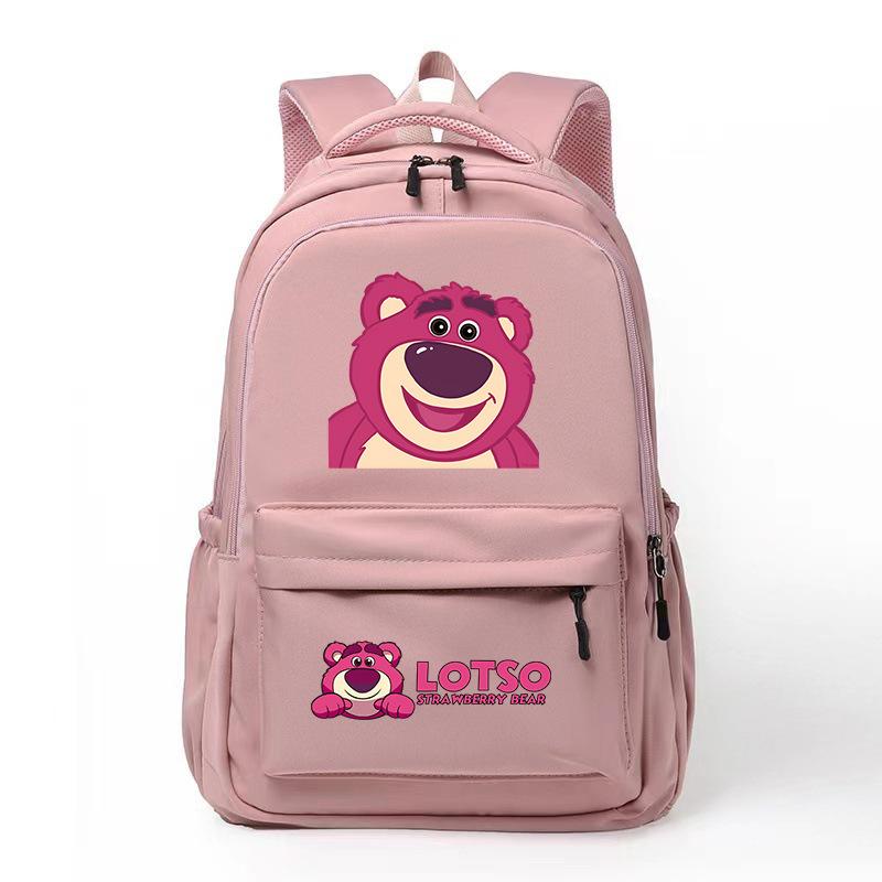 Cute Strawberry Bear Trend Backpack Men'S And Women'S Leisure Campus Student School Bag