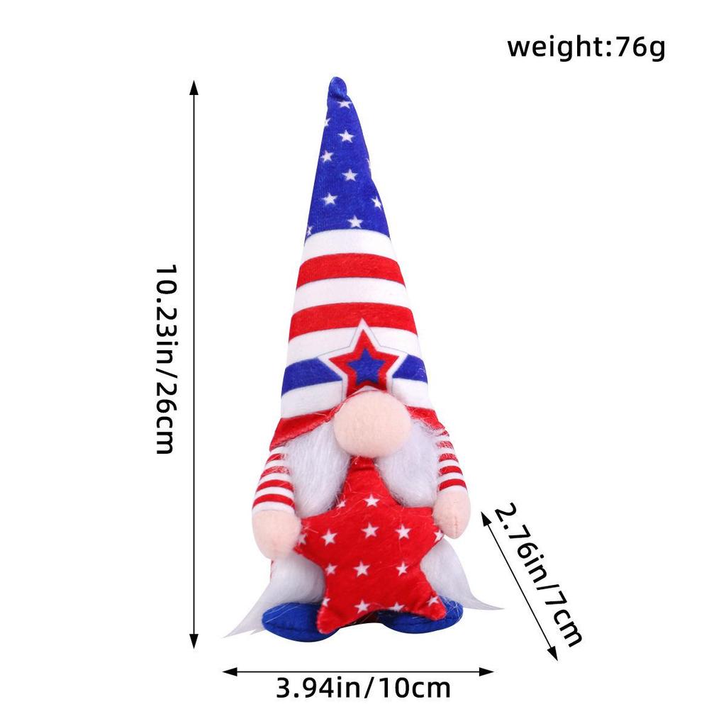 Patriotic Flag Dwarf Doll: Striped Faceless Ornament for Independence Day