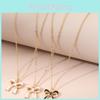 Elegant Multilayer Alloy Necklace With Bow Pendant For Women Gift And Party Wear