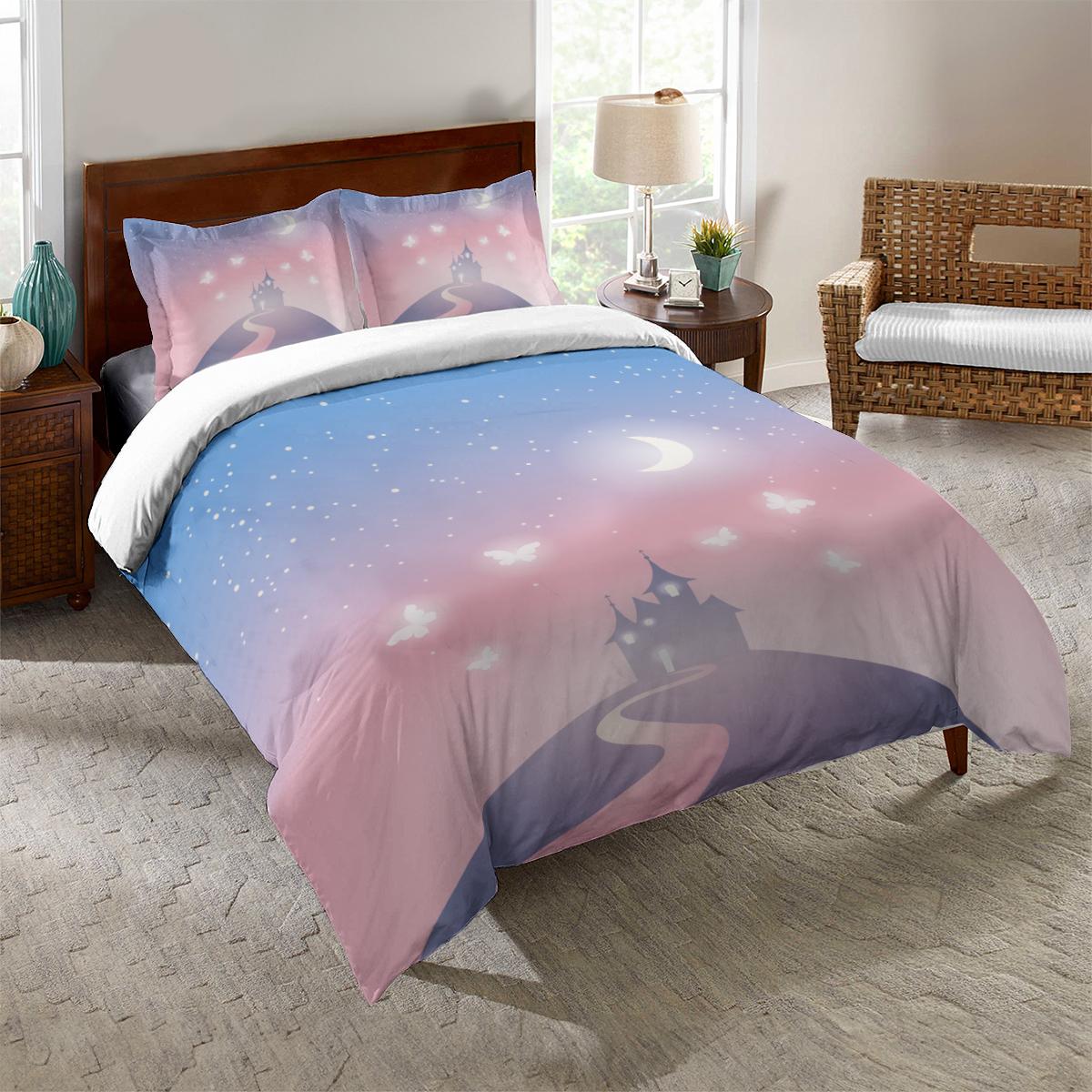 

The design of the Dream Castle in pink Duvet set-single,twin.double,full,queen
