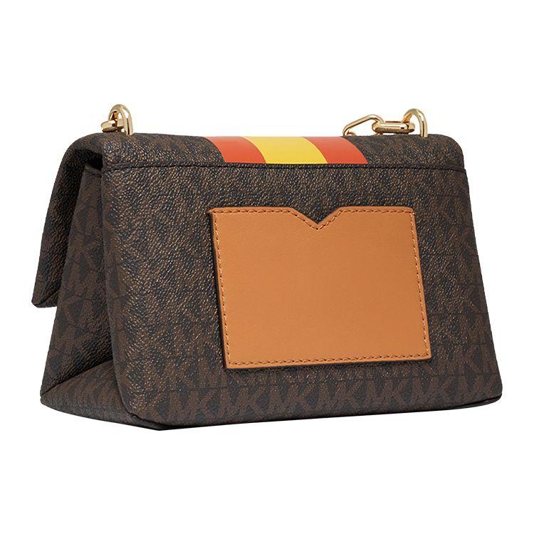 Michael Kors Mk Cece Classic Monogram Chain Commuter Fashion Striped Color Block Flap Leather Shoulder Crossbody Bag Mini Women bags 32F1G0EC0U-634