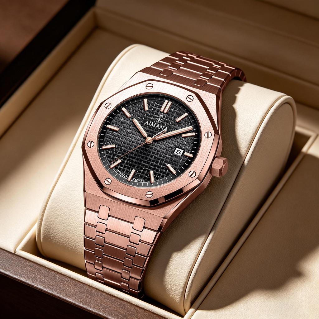 Men's Fashion Analog Quartz Wristwatch Octagonal Bezel Stainless Steel Band Calendar Dial Casual Dress Watch for Men