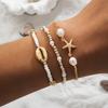 3pcs Set Bohemia Fashion Ocean Shell Starfish Pendant Imitation Pearl Beaded Bracelets for Women Summer Beach Vacation Jewelry