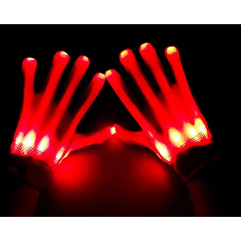 LED Gloves Neon Guantes Glowing Halloween Party Light Props Luminous Flashing Skull Gloves Stage Costume Supplies