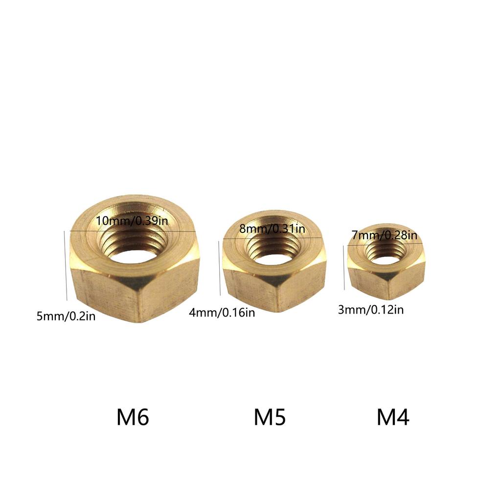 1Pc M4/M5/M6 Brass Hexagonal Nuts, Household Furniture Assembly and Daily Equipment Fixing Fastener Accessories