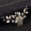 Woman's Alloy Hair Comb with Leaf Decor Woman Elegant Handmade Comb Barrette for Birthday Stage Party Hairstyle Making