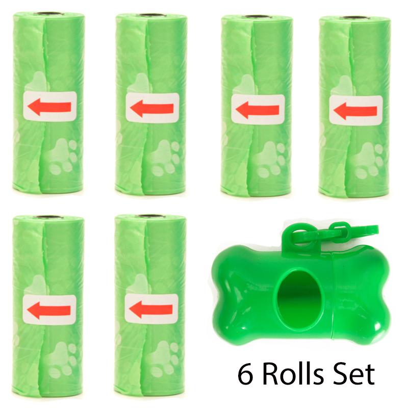 Pet Poop Bags Disposable Dog Waste Bags Bulk Poop Bags with Leash Clip and Bone Bag Dispenser 5 Rolls of 75 Pcs Bags