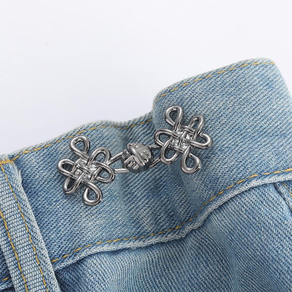 Vintage Chinese Knot Waist Fastener Pin Metal 3/6Set Nonrust Easy To Install Adjustable For Loose Pants Waist Adjuster