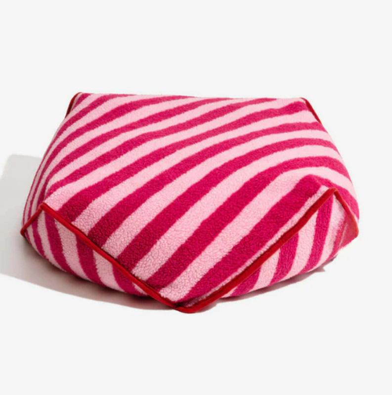 Factory Striped Polygonal Dog Bed Bean Bag Soothing Pet Bed cat House Removable and Washable Pet House and Accessories (Pink,S 60X60CM)