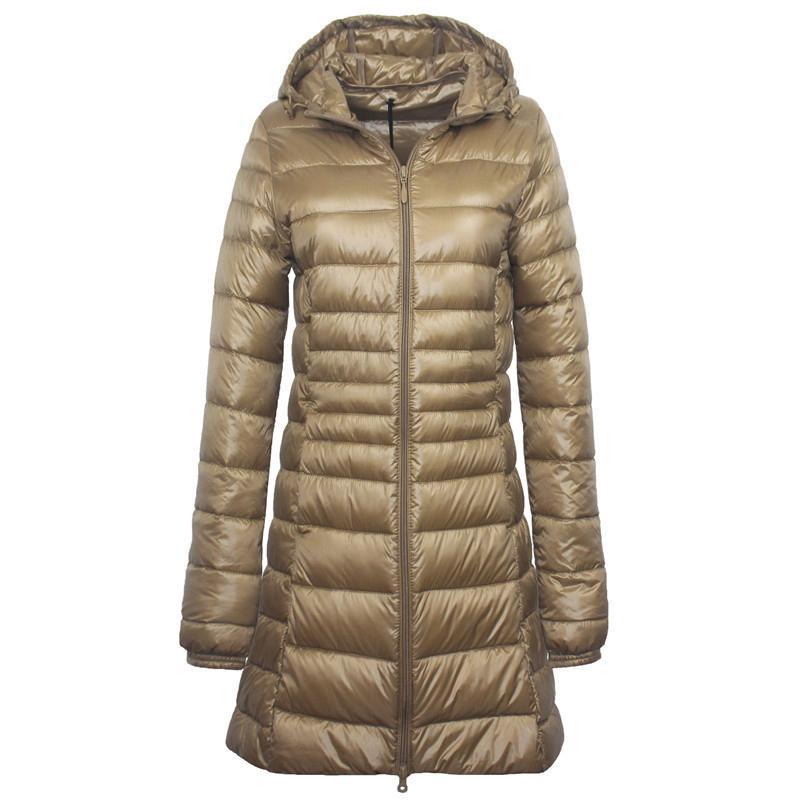 Ultra Light Women Winter Jacket Hooded Parka Overcoat Slim Long Sleeve