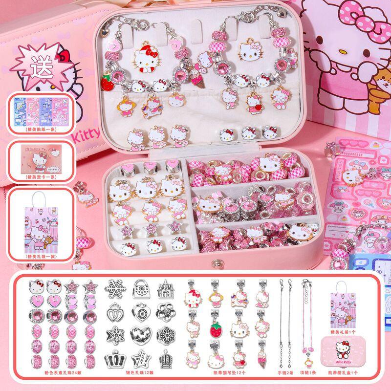 Kids Cartoon Bracelet Making Kit DIY Bead Set With Sanrio Characters Childrens Craft Activity Gift