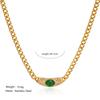 High-end Charm Stainless Steel Cat's Eye Stone Necklace Vintage Style Ancient Geometric Link Chain Choker