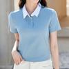 Navava Women Casual Color Block Crop Collar T shirT nT2376