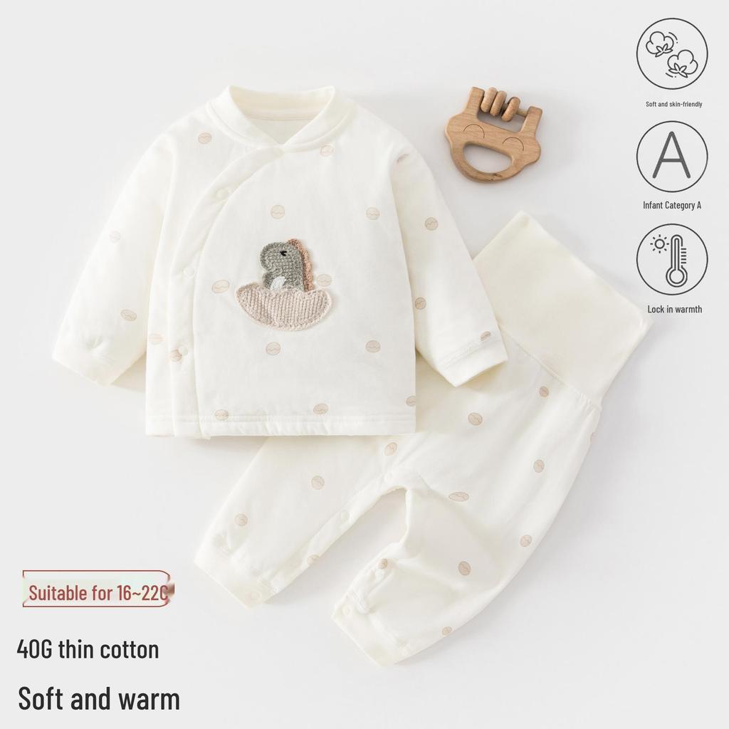 Klasse A Baumwolle Baby Langarm-Oberteil & High-Waist Hose Set, Druckknöpfe, Ganzjahresartikel, Leicht, Neugeborenen Unterwäsche