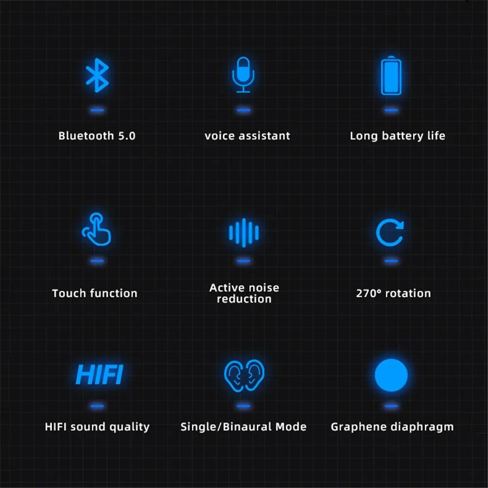 Business-Kopfhörer Bluetooth 5.0 Freisprech-Funkkopfhörer Stereo-Musik-Ohrbügel-Headset mit Mikrofon für Fahren und Meetings