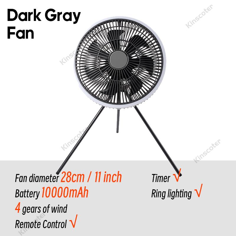 10000mAh Camping Tent Fan Desktop Portable Circulator Wireless Ceiling Electric Fan with Remote Control LED Lighting Tripod
