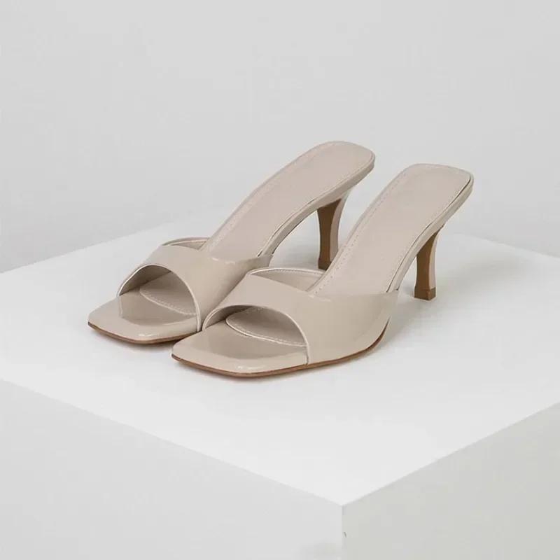 Sommer Damen Offene Zehen Hausschuhe Quadratischer Dünner Absatz Zum Hineinschlüpfen Mules Outdoor Kleid Büro Damen Sandalen mit Absatz