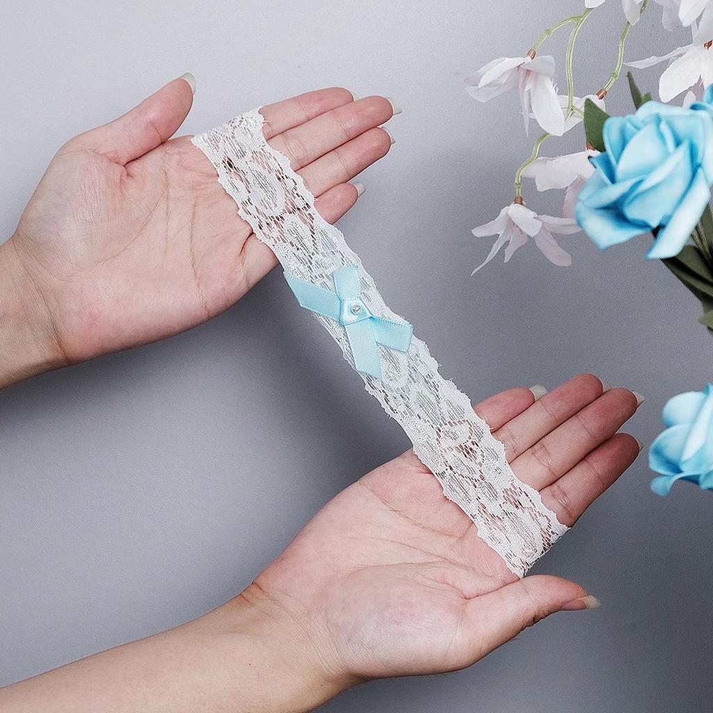 European & American Handmade Sweet Lolita Wedding Lace Bow Garter - Sexy Elastic Stocking Leg Accessory