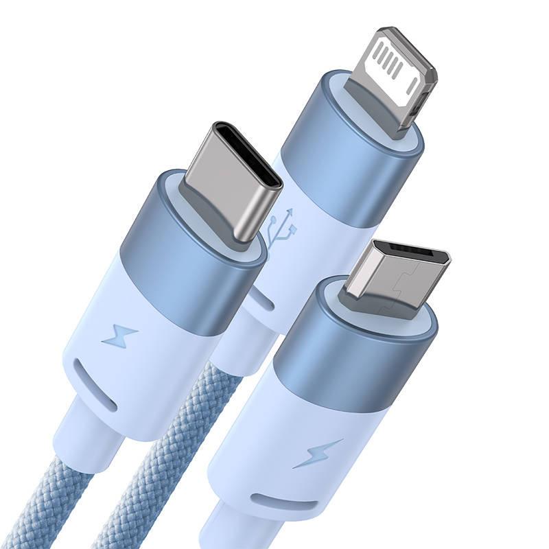 Câble USB 3 en 1 Baseus Starspeed, USB-C + Micro USB + Lightning, 3,5 A, 1,2 m (Bleu)