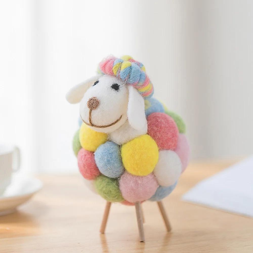 Miniature Felt Sheep Figurines Party Supplies Small Cute Ornament Wool Holiday Christmas Statue Home Decoration