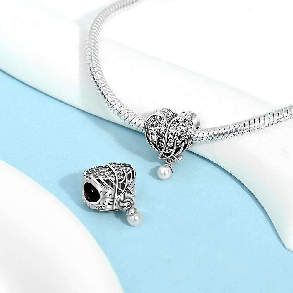 Pendant Charm Bead Copper Angel Wing Heart Beads Fit Original Bracelet For Jewelry Making Valentine'S Day Gift