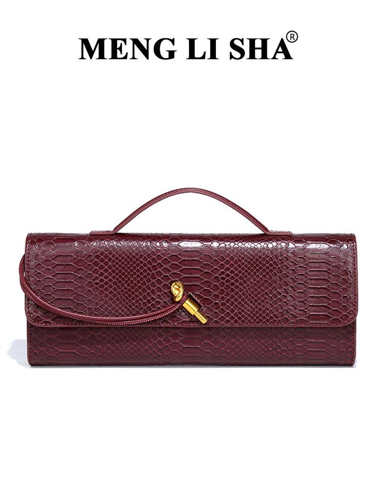 Snakeskin Retro Baguette Clutch: Trendy High-End Handheld, Crossbody & Single Shoulder Evening Bag for Women