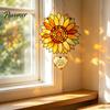 Stained Glass Style Decor Sunflower Pendant, Floral Wall Hanging Art with Metal Theme Party Gift Chain, Acrylic Ornament for Home Garden Window Porch